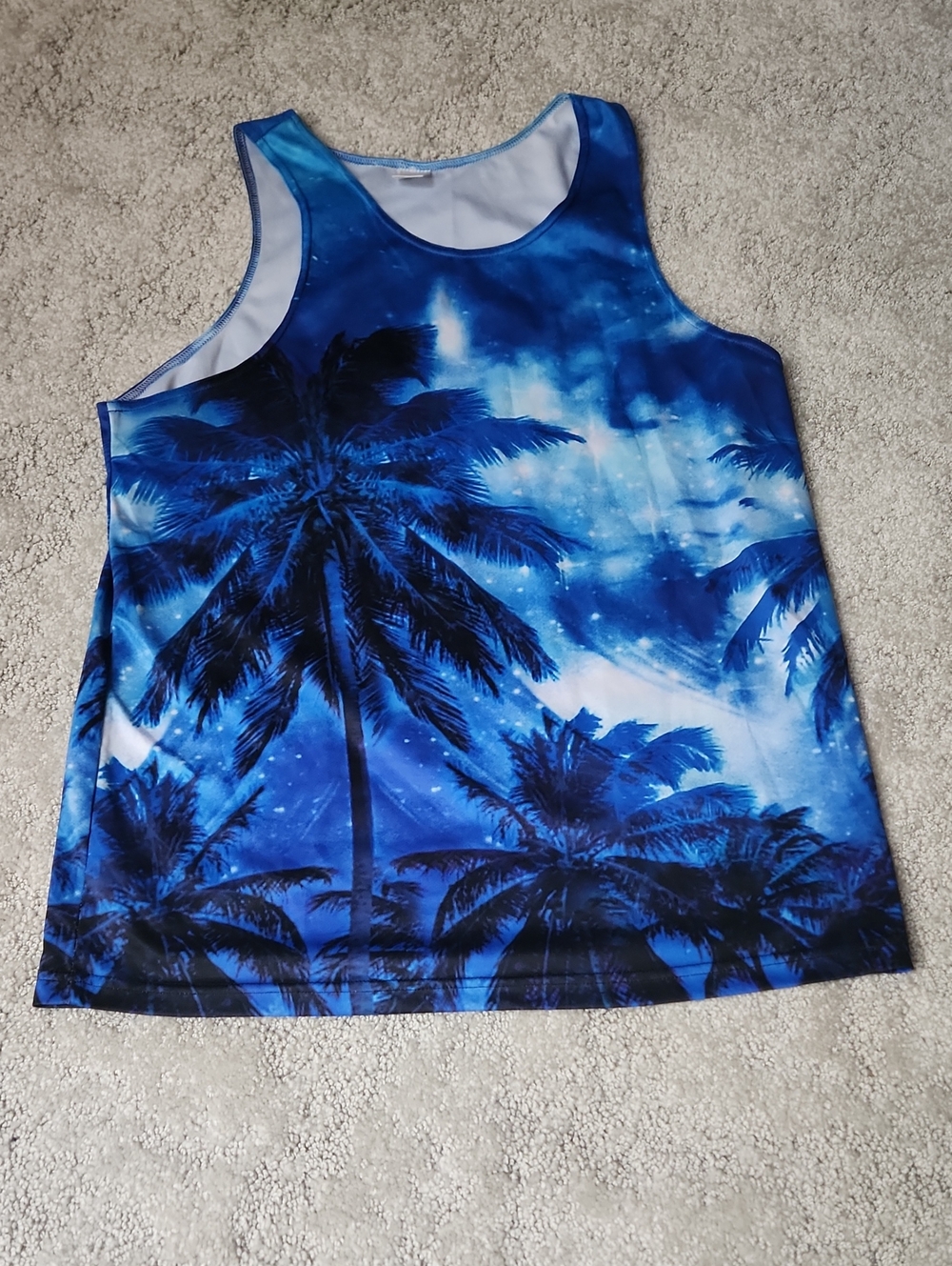 Blue Tropical Palm Tree Tank Top